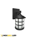 Outdoor Wall Light, Aluminum Housing With Black Finish, Frosted Glass Diffuser, 12W DOB, CRI 80, 3000K/4000K/5000K