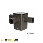 Tenon Adapter for 4 Inch Square Poles with 3 Horizontal 90 Degree Tenons;For 4” Square Pole;Black Finish;