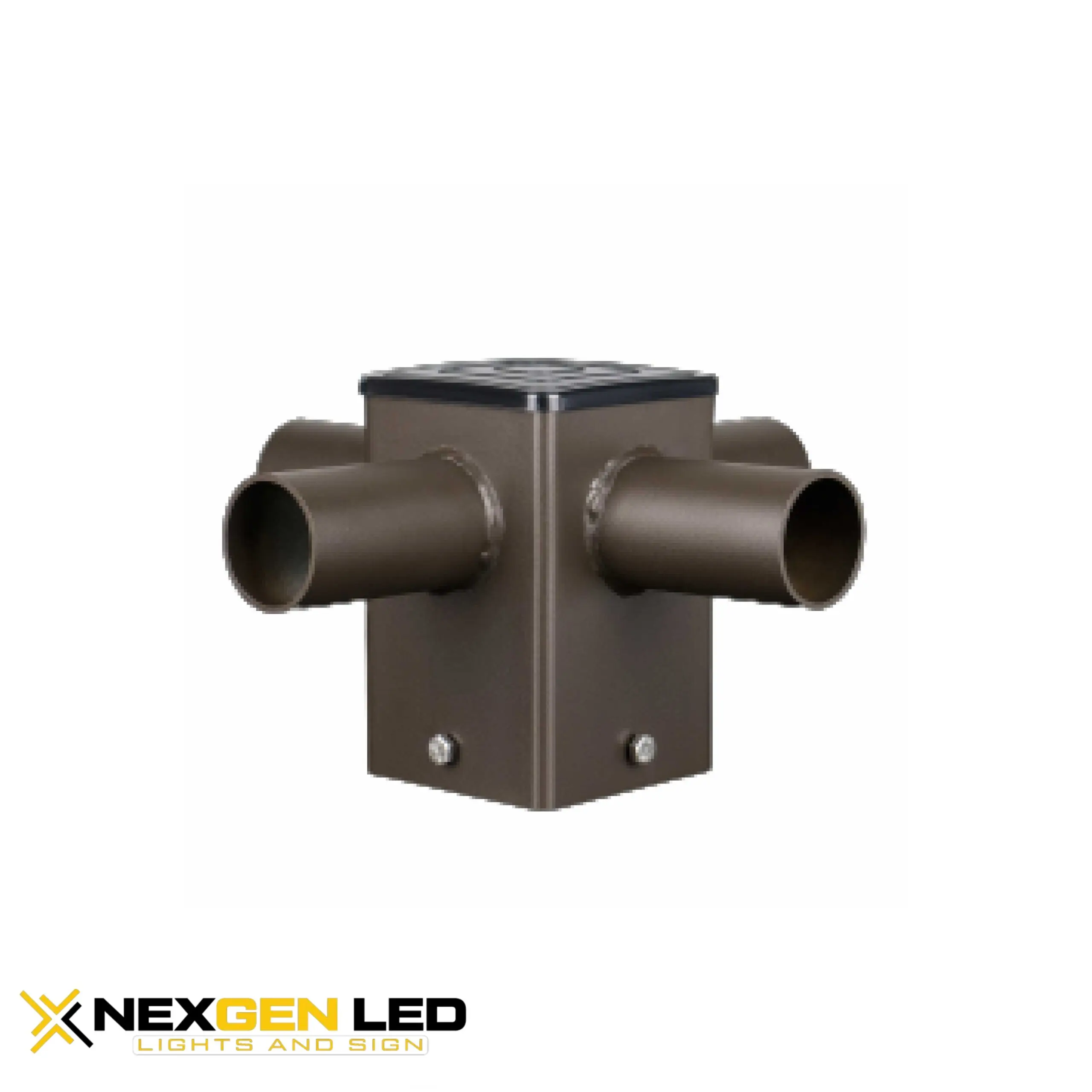 1-64-scaled-1.webp Tenon Adapter for 4 Inch Square Poles with 4 Horizontal 90 Degree Tenons;For 4” Square Pole;Black Finish; - Image 1
