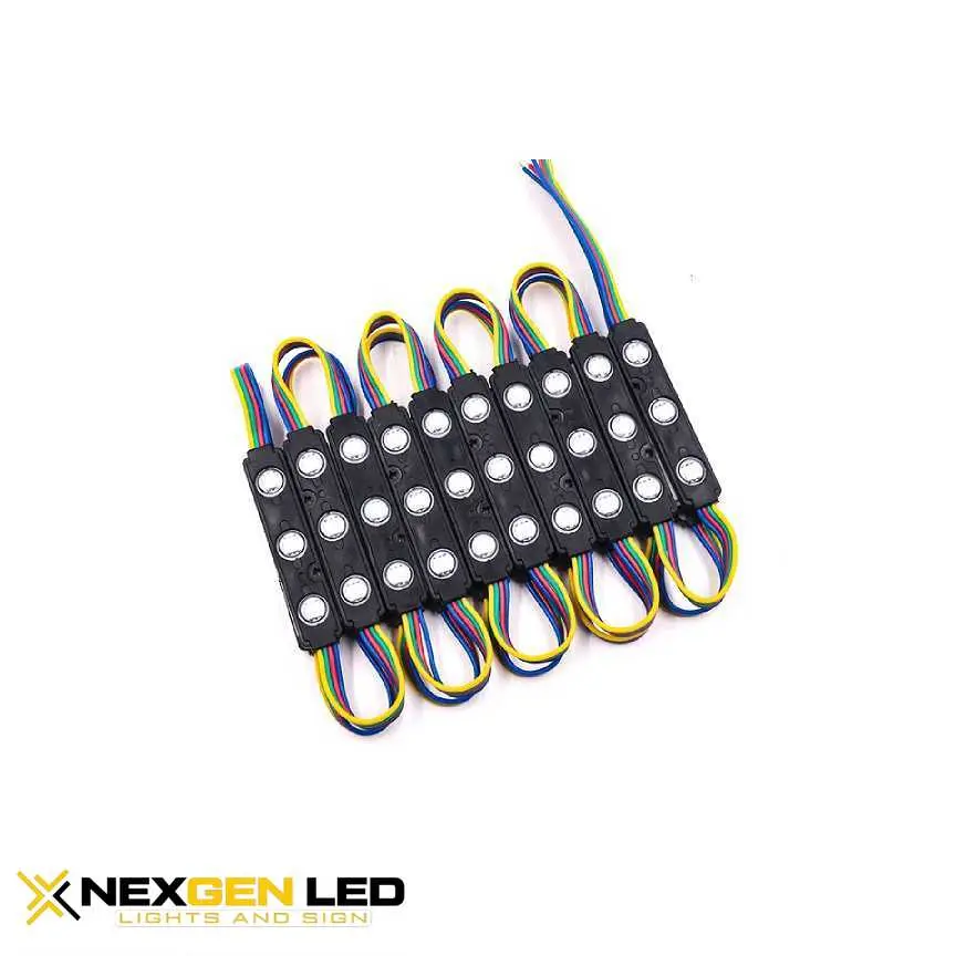 111.webp 3LEDS injection module,black body,RGB color, 5050SMD, 0.72W/module,50pcs per chain,100pcs per bag - Image 1