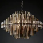 42” Black & Gold Iron Glass Chandelier (M13175)