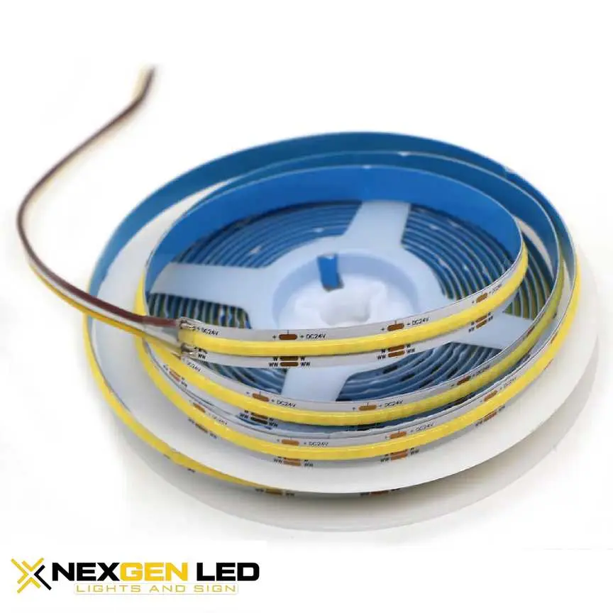 2-1.webp DC12V, COB 480leds/m led strip light, Non-waterproof, 4.5M/Roll,8mm PCB,11W/M, DC female connector on one side.(15FT) - Image 1