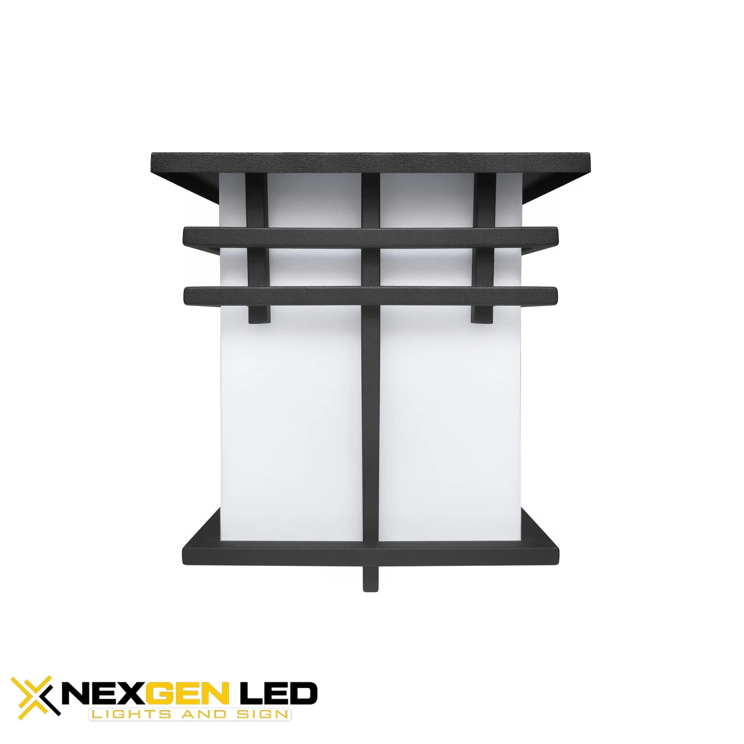 2-10-scaled-1.webp 8-1/2″W x 5″D x 9-1/4″H Outdoor wall light, steel housing with BK finish, acrylic diffuser. 15W, CRI 80, 5000K - Image 1