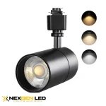 3CCT 30W LED Track Lighting Dimmable 3 Wire 3000K/4000K/5000K AC120V Black Case