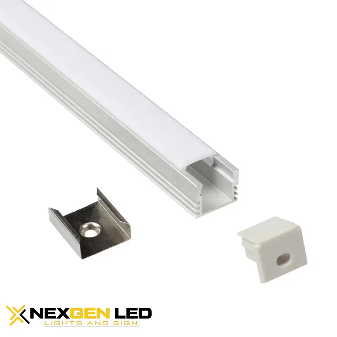 2250.webp 5-Foot Frosted Aluminum Channel Kit with Cover and Mounting Accessories - Image 1