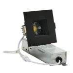 Square LED down light, Voltage: 120V AC Power: 7W, Black & White Finish, CCT:27/30/40/50/65K, Non-dimmable, Damp location. ETL listed.450 delivered lumen.12 pcs per carton.Bllack housing