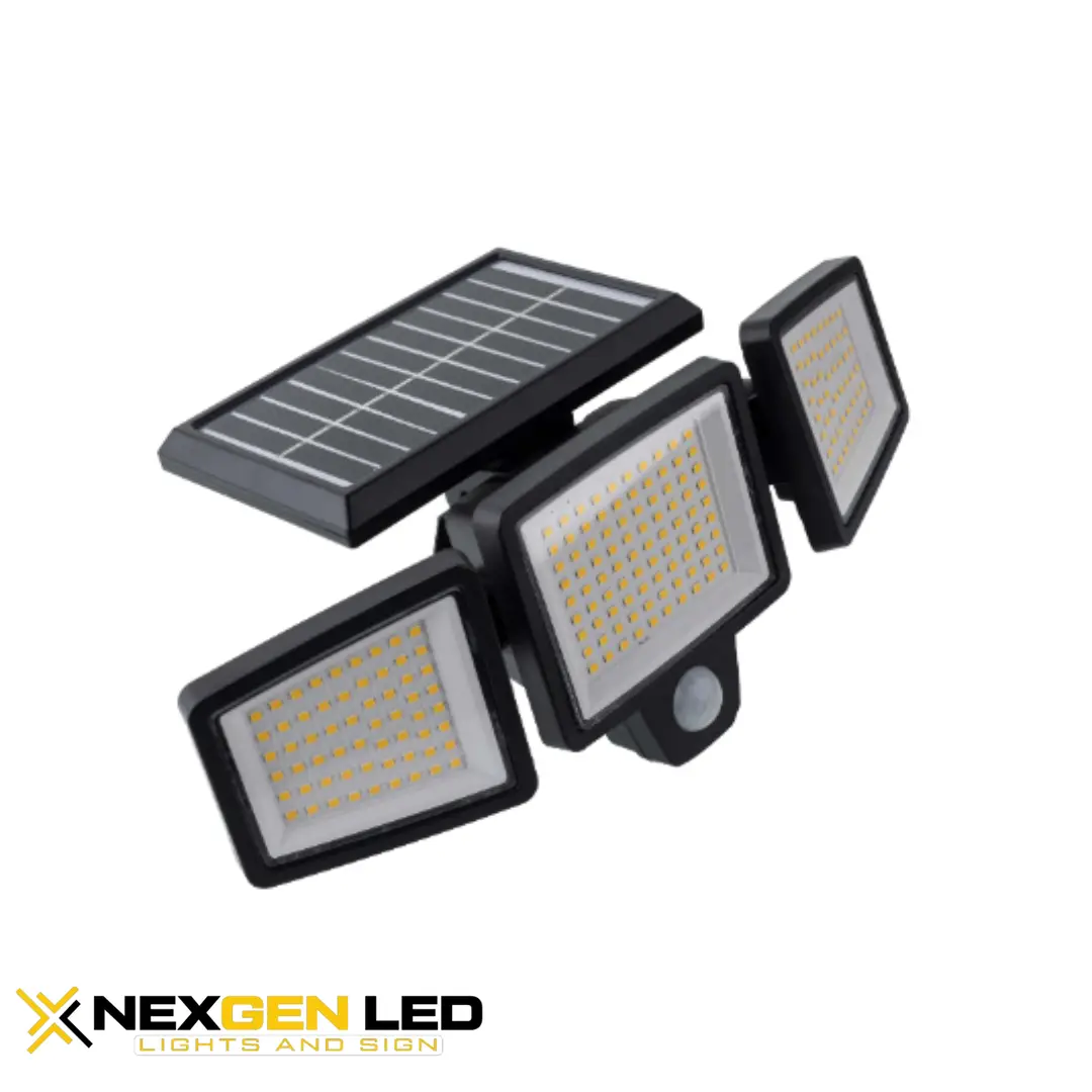 2687-1-1.webp 5CCT Solar LED Security Light – 800LM, 3-Head Motion Sensor with Remote Control - Image 1