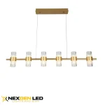 Aurora Luxe Linear Chandelier – 8-Light Crystal & Gold Pendant
