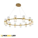 Aurora Luxe Modern Ring Chandelier – Gold Finish with Crystal Glass Shades