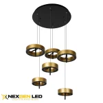 AstraRing 6-Light Modern Chandelier – Gold Halo Cluster Fixture