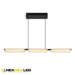 Striata Linear Pendant – 3-Bar Ribbed Glass Suspension Fixture