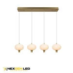 4-Light Globe Glass Pendant Light – Opal Matte Finish with Gold Accents