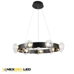 Modern Bubble Glass Ring Chandelier – Black Circular Frame with Clear Domes