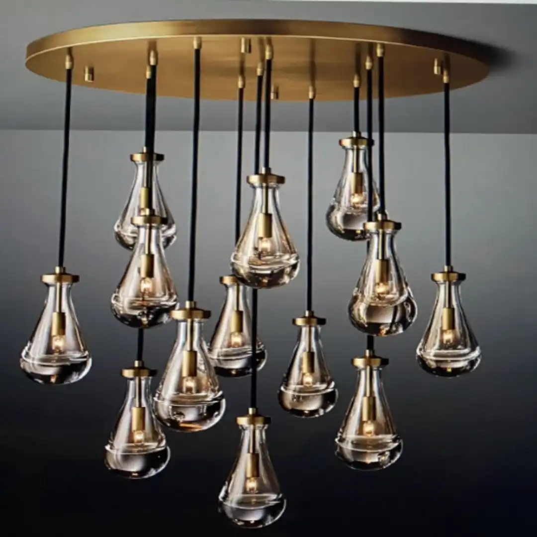 6409.webp Brass & Glass Chandelier – 13-Light - Image 1