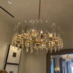 Elegant Brass & Crystal Chandelier – 24’’ Diameter, 4ft Height