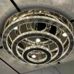 110–130V Chrome Crystal Chandelier – 3-Tier (M15385)