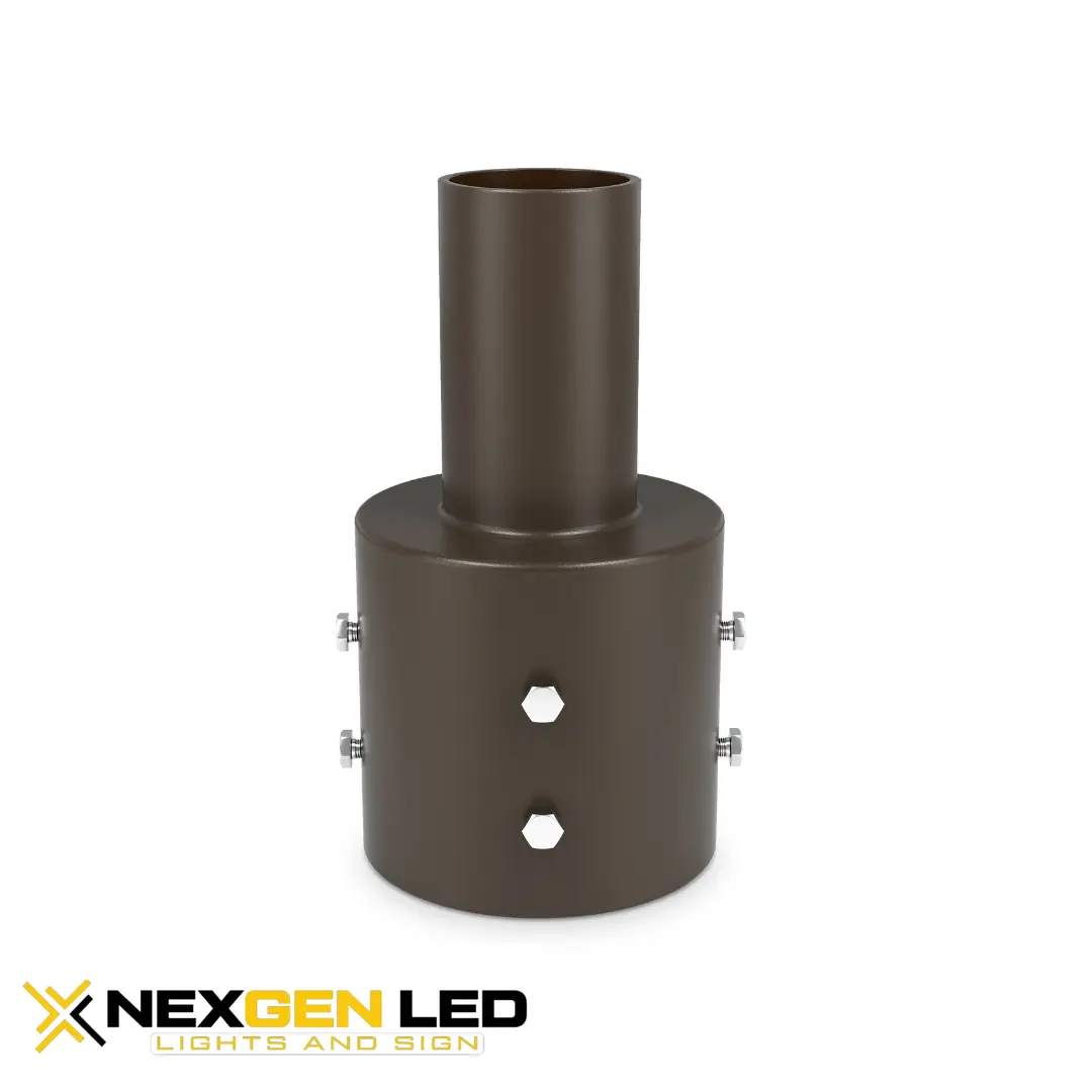 Item-1537.webp METAL ARM 4″ ROUND POLE MOUNT - Image 1