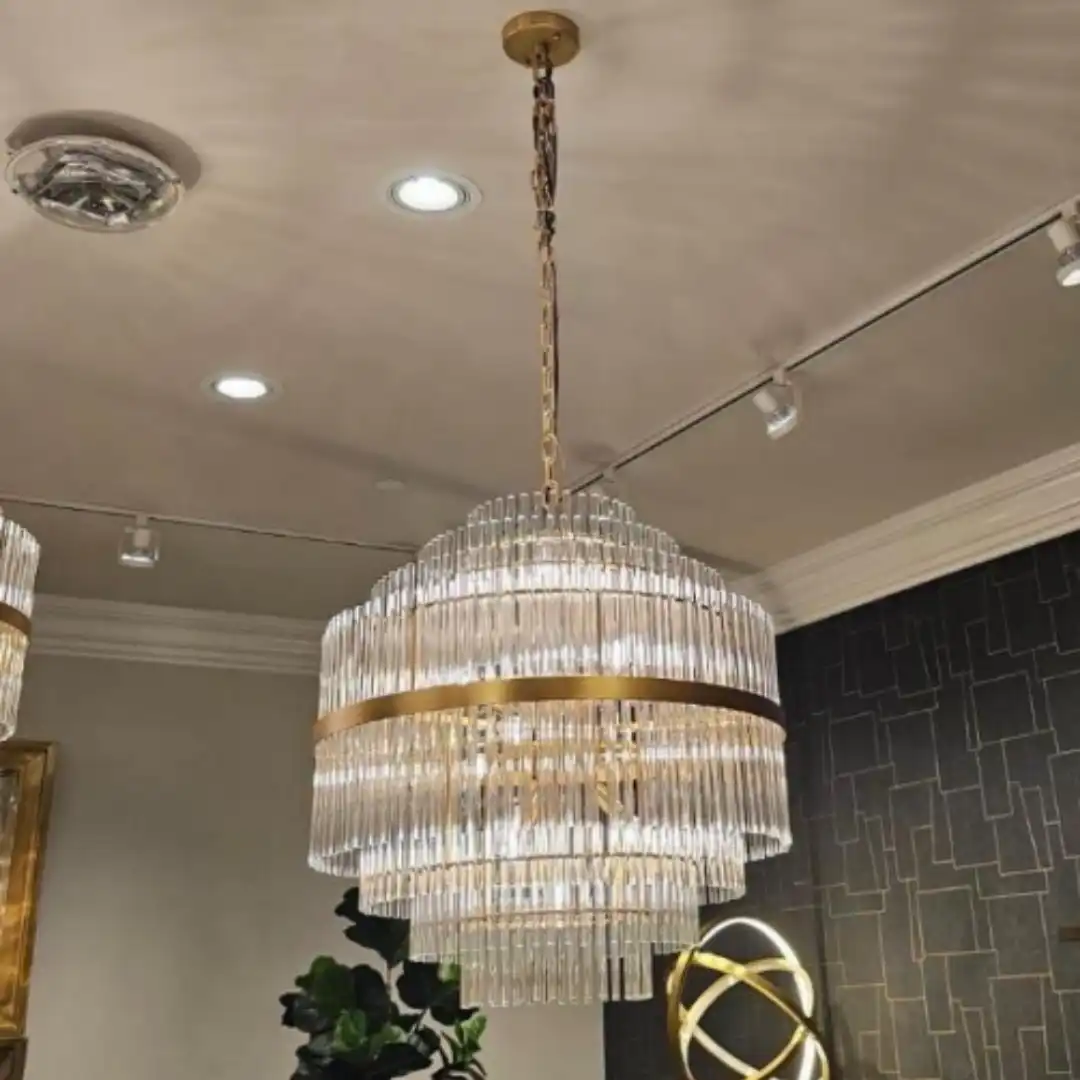 M-17566.webp Iron & Glass Round Chandelier – 36’’ - Image 1