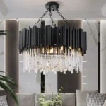 Black Iron & Crystal Chandelier – 30’’ Diameter
