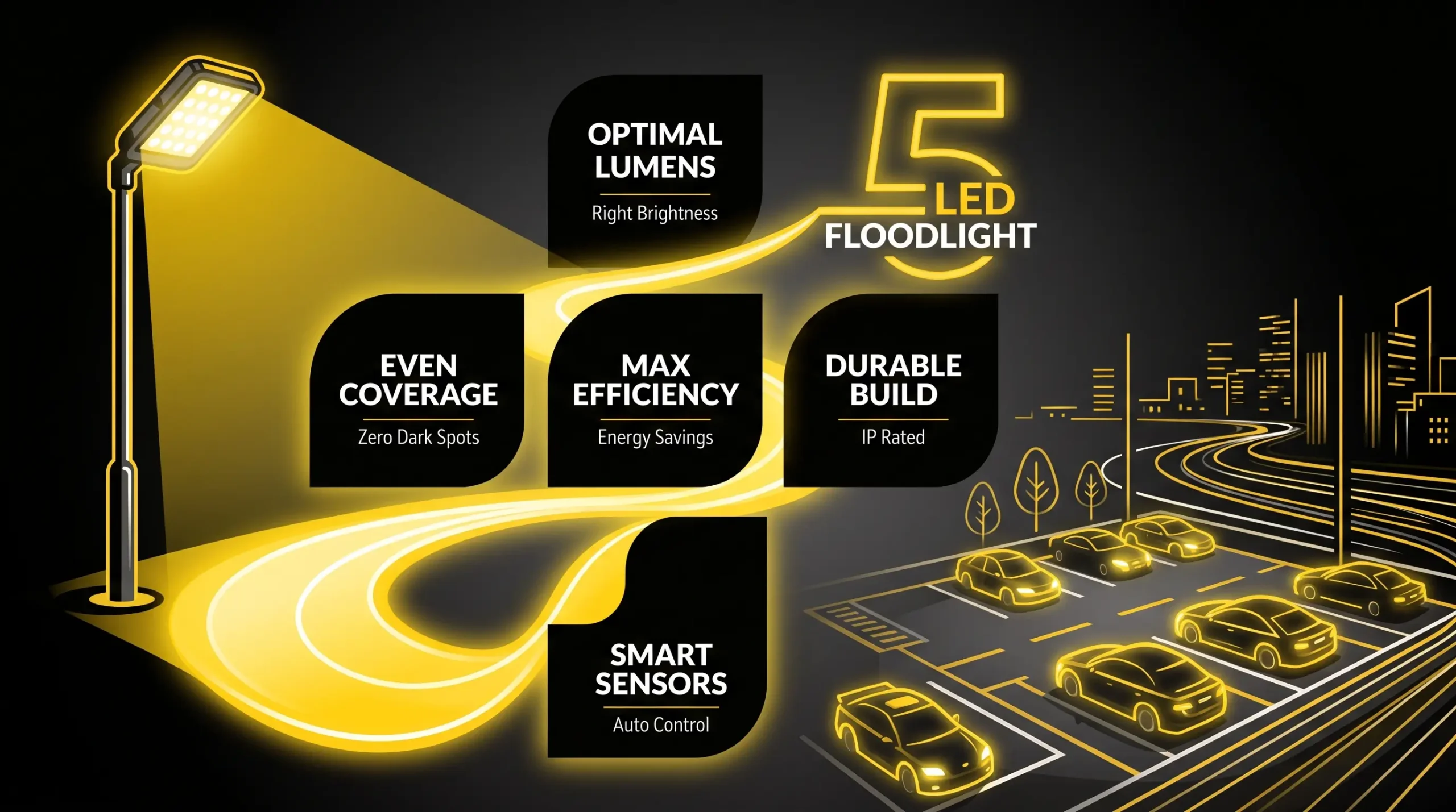 Choose LED flood lights for parking lot projects with the right beam angle, wattage, IP rating, and mounting option from NEXGEN LED.