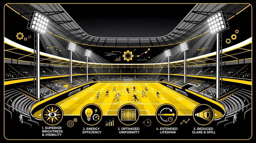 Learn the lux and wattage needed for LED stadium lights for sports field projects with real specs from NEXGEN LED.